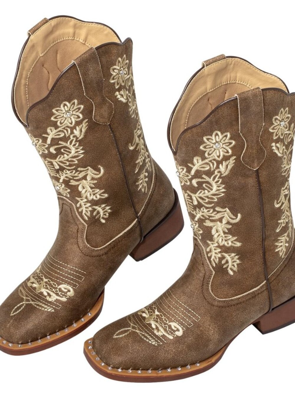Rhinestone Square Toe Western Cowgirl Boots